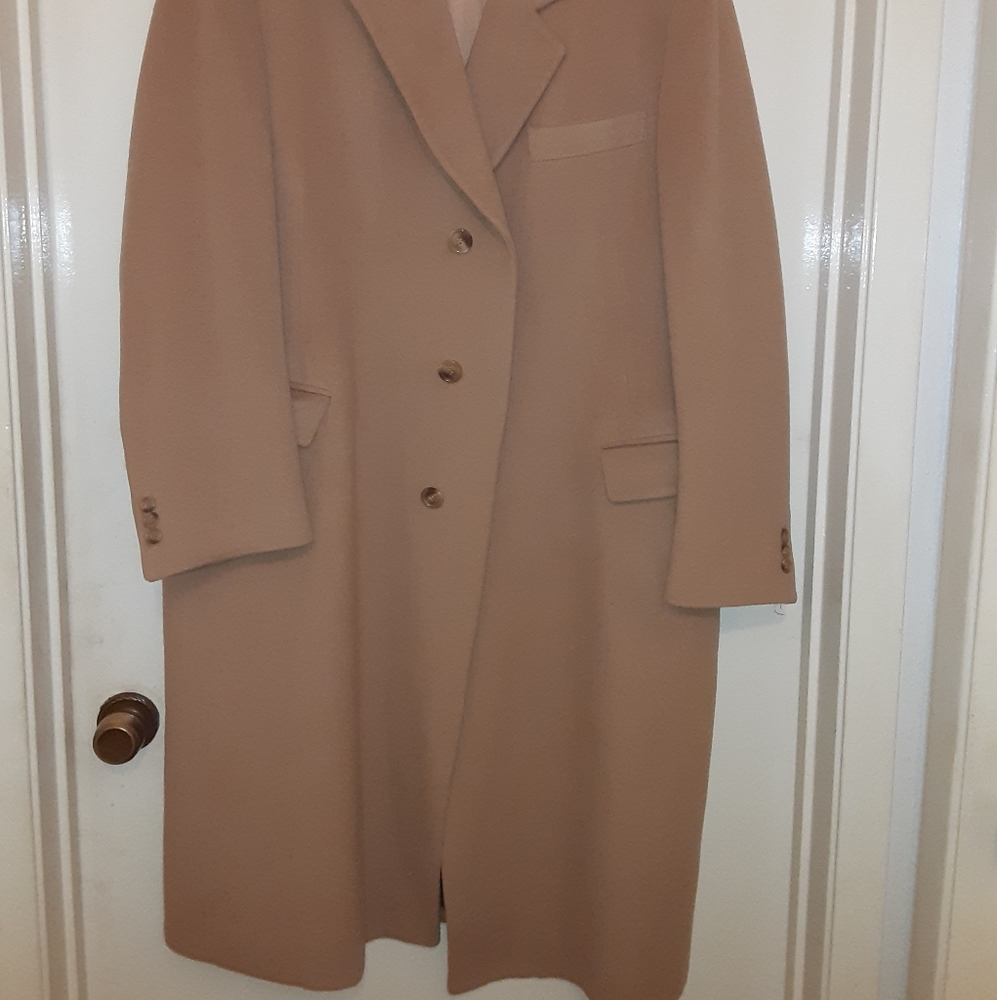 Saks Fifth Avenue 100% Cashmere silk tan coat coat - Picture 6 of 6